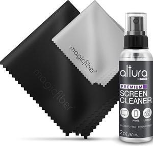 Screen Cleaner Kit - Computer, Laptop & TV Screen Cleaner - Great for Smart TVs, Monitors and Glasses - Comes with 2 MagicFiber Microfiber Cleaning Cloths - Streak Free