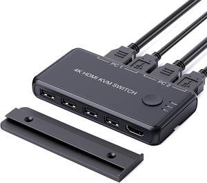 KVM Switcher Selector,Dacimora USB Switch,Share 1 HD Monitor Keyboard Mouse Printer Between 2 PCS,Support 4k@60hz,with 2 USB Cable 2 HDMI Cable and Slideway