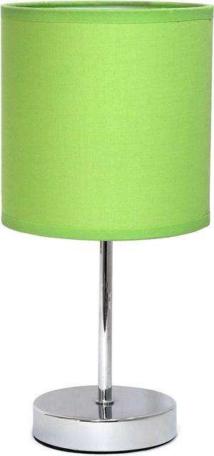 Simple Designs LT2007-GRN Chrome Mini Basic Table Lamp with Fabric Shade, Green