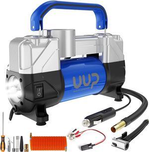 UUP Tire Inflator Air Compressor, 150PSI 12V DC Double Cylinders Heavy Duty Portable Air Pump w/Emergency LED Light for Truck, SUV, Car, RV