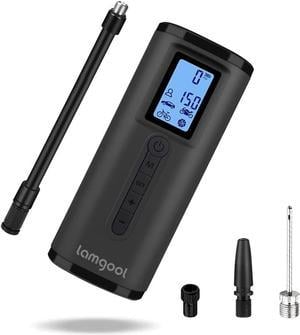 Lamgool 150 PSI Tire Inflator Portable Air Compressor Bicycle Pump With Digital Pressure Gauge LED Light Mini Rechargeable Tire Pump Electric Air Pump For Car Bike Motorcycle Balls