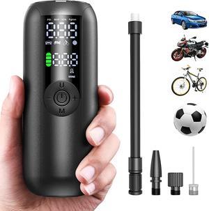 LILTSDRAE Bike Pump Mini Tire Inflator Portable Air Compressor 150PSI Cordless Electric Bicycle Air Pump, Auto Shut-Off with Presta and Schrader Valve Smart Electric Pump (4000mAh Battery Cordless)