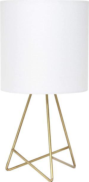 Simple Designs LT2066-GDW Down to the Wire Fabric Shade Table Lamp, Pack of 1, Gold/White