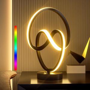 airnasa Modern Table Lamps, RGB Touch Dimmable Bedside Lamp, LED Spiral Lamp for Bedroom, Unique Lamps with 10 Lighting Modes, Cool Lamps for Decorate Bedroom Living Room Office Holiday Gifts