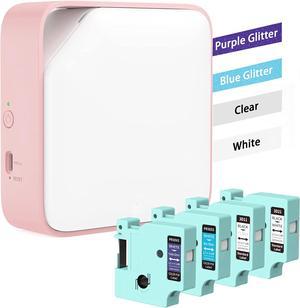 Label Maker D1600 Label Maker Machine with Tape, Bluetooth Label Printer, Portable Cute Labeler with Multiple Fonts Icons for Labeling Home Office School Organization, Type-C Rechargeable, Pink