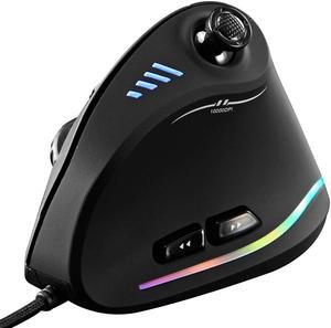 ZLOT Vertical Gaming Mouse,Wired RGB Ergonomic USB Joystick Programmable Laser Gaming Mice,6+1 Design,11 Buttons,1000 Hz Max Polling Rate,10000 Max DPI,2019 Upgraded Version for Computer Gamers,Black