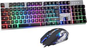 CORN Ek-1Gaming Keyboard and Mouse Combo,Wired LED Rainbow Backlit Gaming Keyboard,104 Keys USB Ergonomic Gaming Keyboard,Gaming Mouse with 4 Adjustable DPI for Gaming for PC/Laptop/MAC/Windows