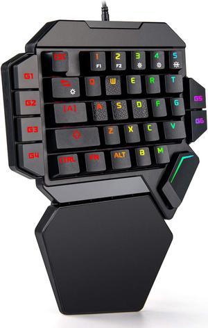 RedThunder K50 One-Handed Mechanical Gaming Keyboard - Blue Switches RGB Backlit 35 Keys Portable Mini Gaming Keypad - Ergonomic Game Controller for PC/MAC/PS4/XBOX ONE Gamer