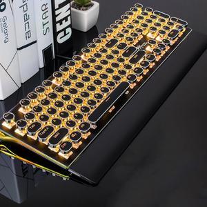 CORN 108 Retro Punk Version Yellow Backlit USB Wired Mechanical Gaming Keyboard Nkey Rollover Black SW