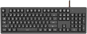 Ajazz DKS100 Quiet Keyboard, DOUYU White Backlit Mechanical Feel Membrane Gaming Keyboard, Wired 104 Keys for Gaming Office and Typing