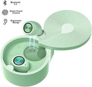 CORN Wireless Earbuds, Bluetooth 5.0 Touch Control Sport Waterproof Headphones, Noise Canceling Stereo Earphones with Charging Case, Headsets Compatible with iPhone Android (Green)