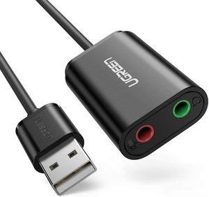 UGREEN USB Audio Adapter External Stereo Sound Card With 3.5mm Headphone And Microphone Jack For Windows, Mac, Linux, PC, Laptops, Desktops, PS4