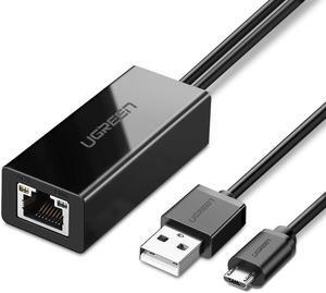 UGREEN Ethernet Adapter for Fire TV Stick (2nd GEN), All-New Fire TV (2017), Chromecast Ultra / 2/1 / Audio, Google Home Mini, Micro USB to RJ45 Ethernet Adapter with USB Power Supply Cable