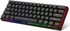 DIERYA DK61E 60% Mechanical Gaming Keyboard, RGB Backlit Wired PBT Keycap Waterproof Type-C Mini Compact 61 Keys Computer Keyboard with Full Keys Programmable