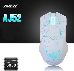 Ajazz AJ52 Watcher RGB Backlit Ergonomic Gaming Mouse, 2500 DPI A5050 7 Programmable Buttons Wired Gaming Mice for Windows Mac OS Linux, Competitor White Star