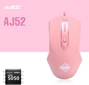Ajazz AJ52 Watcher RGB Backlit Ergonomic Gaming Mouse, 2500 DPI A5050 7 Programmable Buttons Wired Gaming Mice for Windows Mac OS Linux, Competitor Pink