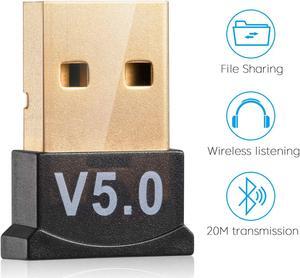 USB Bluetooth 5.0 Adapter for PC Win10/8.1/8/7/XP/Vista, Desktop Computer Bluetooth Dongle Receiver/Transmitter for Laptop Support to Connect Headset, Mouse, Keyboard, Printer, Speaker