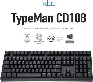 iKBC CD108 v2 Mechanical Keyboard with Cherry MX Brown Switch for Windows and Mac, Full-Size Ergonomic Keyboard with PBT Double Shot Keycaps for Desktop and Laptop, 108-Key, Black, ANSI/US