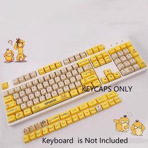 CORN Keycaps Set for Mechanical Gaming Keyboard - PBT Keycaps, Keycaps Only-Support 61/64/87/96/104 Keys Keyboard, Keycaps ONLY-Psyduck(OEM Height)
