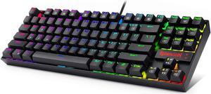 Redragon K552 Mechanical Gaming Keyboard 60% Compact 87 Key Kumara Wired Cherry MX Blue Switches Equivalent for Windows PC Gamers (RGB Backlit Black)