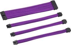 CORN Sleeved Cables PSU Extension Cable Kit, 1x24-PIN 2x8-PIN 1x(4+4)-PIN Power Supply, 30CM (Purple)