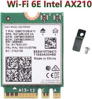 3000Mbps WiFi 6E Intel AX210 Bluetooth 5.2 M.2 2230 Key E WiFi 6 Card 2.4G/5Ghz/6Ghz Wireless AX210NGW 802.11ac/ax WiFi Adapter, Support Windows 10 Linux