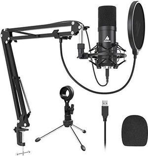 USB Microphone MAONO AU-A04 Plus Cardioid Condenser Podcast Mic 192kHz/24bit Plug and Play, Provide Two Mic Holders for Livestreaming, Voice Over, YouTube, Gaming, ASMR