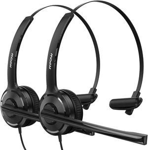 Mpow (2 Pack) Single-Sided USB Headset with Microphone, Over-The-Head Computer Headphone for PC, 270 Degree Boom Mic for Right/Left Ear, Comfort-fit Call Center Headsets with in-Cord Volume Control