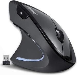 Perixx PERIMICE-713L, Wireless Ergonomic Left Handed Vertical Mouse, 6 Buttons Design, 3 Level DPI, Black