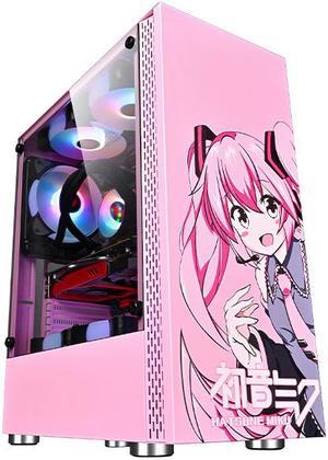 CORN Hatsune Miku ATX/Micro-ATX/iTX Middle Tower Gaming Computer Case Support 240mm Liquid Cooling