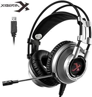 XIBERIA K9 USB Virtual 7.1 Sound PC Gaming Headset, Noise cancellation & LED  Lights, 50MM Drivers, Best Computer Headsets with Mic