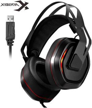 XIBERIA S18 PC Headset USB 7.1 Surround Sound Gaming Headphones Stereo Bass Casque with Microphone Led Light for Computer Laptop