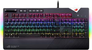 ASUS ROG Strix Flare Aura Sync RGB Mechanical Gaming Keyboard with Cherry MX Black Switches, Customizable Badge, USB Pass-Through and Media Controls