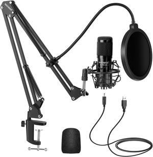 USB Microphone Kit, Plug & Play 192kHz/24-Bit Supercardioid Condenser Mic with Boom Arm and Shock Mount for YouTube Vlogging, Gaming, Podcasting, and Zoom Calls, NW-8000-USB, Black