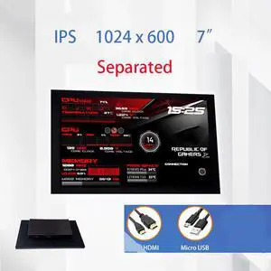 CORN Secondary Screen, AIDA64 Data Monitoring for Computer Monitoring LCD Display - 177mm x 110mm x 19mm(7“), 1024 x 600, IPS Screen, 60Hz Refresh Rate, SRGB 45% Color Gamut