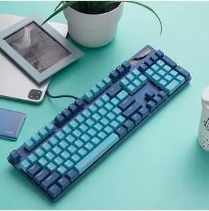 Corn V500 Pro Wired Gaming Keyboard Anti-Ghosting 104 Keys Gaming Mechanical Keyboard Brown Switch for PC/Laptop - Blue