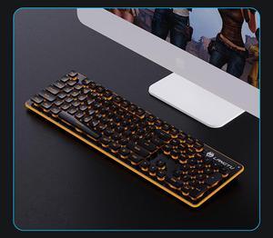 CORN Gaming Keyboard Slient Wired Keyboard with Orange LED Backlit for Windows PC Office and Working (Black, 104 Keys)