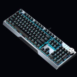 CORN Mechanical Gaming Keyboard with blue light 108 Keys Anti-ghosting Programmable USB Wired PC Games Keyboards Brown switch-Black