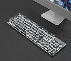 CORN Mechanical Keyboard Professional Gaming Keyboard Punk Style Keycap Gaming keyboard White LED Backlight,Black Switch,Multiple lights, For PC, Computer, Laptop-Black,104 Keys