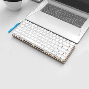 UrChoiceLtd® Ajazz Geek AK3 Usb Wired Gaming Mechanical Keyboard Blue Black Switches for Office, Typists and Play Games ( Black Switch,White)