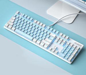 A-jazz  N-Key Rollover  Mechanical Gaming Keyboard, Black Backlit, PBT Keycaps-Blue and White