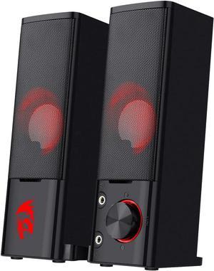 GS550 Orpheus PC Gaming Speakers, 2.0 Channel Stereo Desktop Computer Sound Bar with Compact Maneuverable Size, Headphone Jack, Quality Bass and Decent Red Backlit, USB Powered w/ 3.5mm Cable
