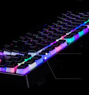 CORN Gaming Mechanical USB TYPE-C Wired Keyboard LANG MK8 RGB Ergonomic Fast Actuation 87 Keys Backlit Computer Laptop Keyboard for Windows PC Gamers-Yellow Silent Switch,Jelly Black-Jelly PBT keycaps