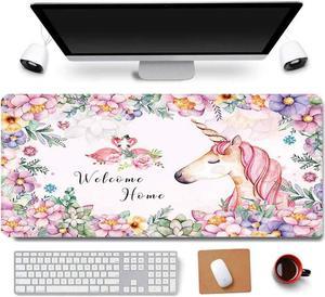 Corn 31.5x11.8 Inch Pink Unicorn Mouse Pad for Girls Long Extended Large Gaming Mousepad with Stitched Edges Computer Keyboard Mouse Mat Desk Pad