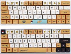 Corn PBT XDA Profile 139 Keys Keycaps Dye Sublimation ANSI Layout Pikachu Theme Keycaps for Mechanical Gaming Keyboard Cherry MX Switches (Keycaps Only)