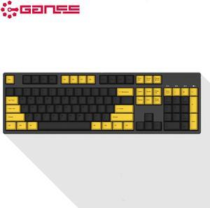 GANSS GS104D Mechanical Keyboard Daul Modes with Silent Red Switch for iOS, Android, Windows and Mac, PBT Key Caps-Black Yellow