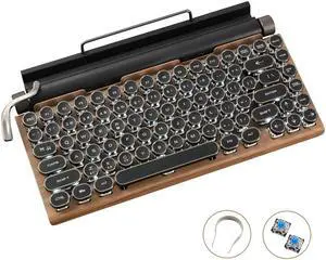 Corn TW1867 83-Key Retro Typewriter Mechanical Keyboard, Punk Keycap Design, Bluetooth 5.0, White LED Backlight, Mobile Phone Tablet MAC Blue Axis Real Mechanical Keyboard