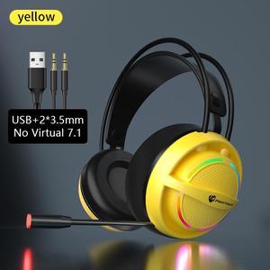 CORN Wired Gaming Headset with Microphone,7.1 Surround Sound, 50MM Drivers, RGB Glare, USB/3.5mm Computer Game Headphones PC Laptop Xbox