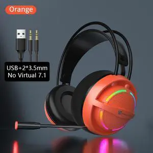 CORN Wired Gaming Headset with Microphone,7.1 Surround Sound, 50MM Drivers, RGB Glare, USB/3.5mm Computer Game Headphones PC Laptop Xbox