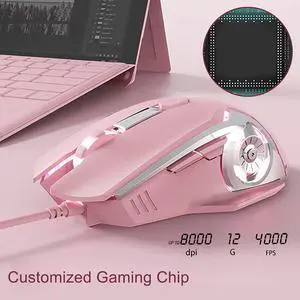 CORN Pink Mechanical Gaming Keyboard and Mouse Combo, Mixed Coloer Lighting,104 Keys PC Red Switch Keyboard and Adjustable DPI Mouse for Windows 2000/XP/7/8/10&MAC